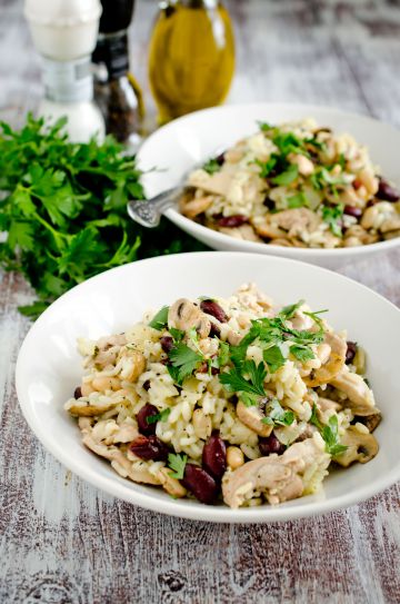 Salade de riz au poulet et haricots rouges Salade de riz au poulet et haricots rouges