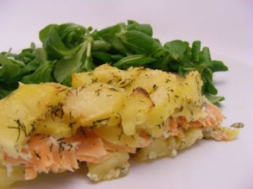 Gratin de pommes de terre et saumon fumé Gratin de pommes de terre et saumon fumé