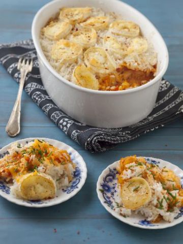 Gratin de riz aux poireaux parfumé au curry Gratin de riz aux poireaux parfumé au curry