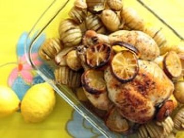 Poulet rôti aux citrons et au thym Poulet rôti aux citrons et au thym