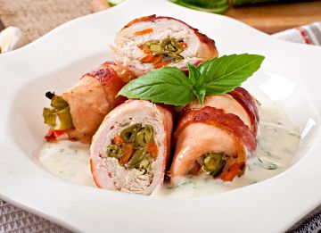 Paupiette de poulet aux haricots verts, carotte et bacon Paupiette de poulet aux haricots verts, carotte et bacon