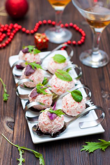 Cuillerée-boulette apéritive au crabe et fromage frais citronné Cuillerée-boulette apéritive au crabe et fromage frais citronné