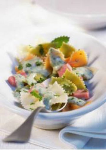 Farfalle à la creme d'herbes et au jambon Farfalle à la creme d'herbes et au jambon