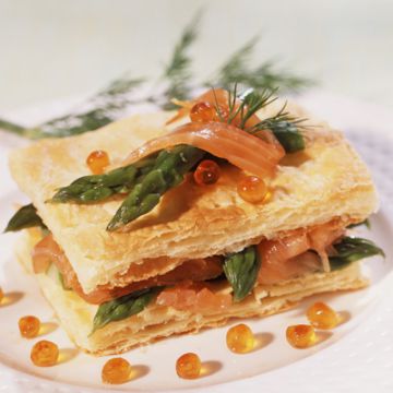 Mille-feuilles asperges et saumon Mille-feuilles asperges et saumon