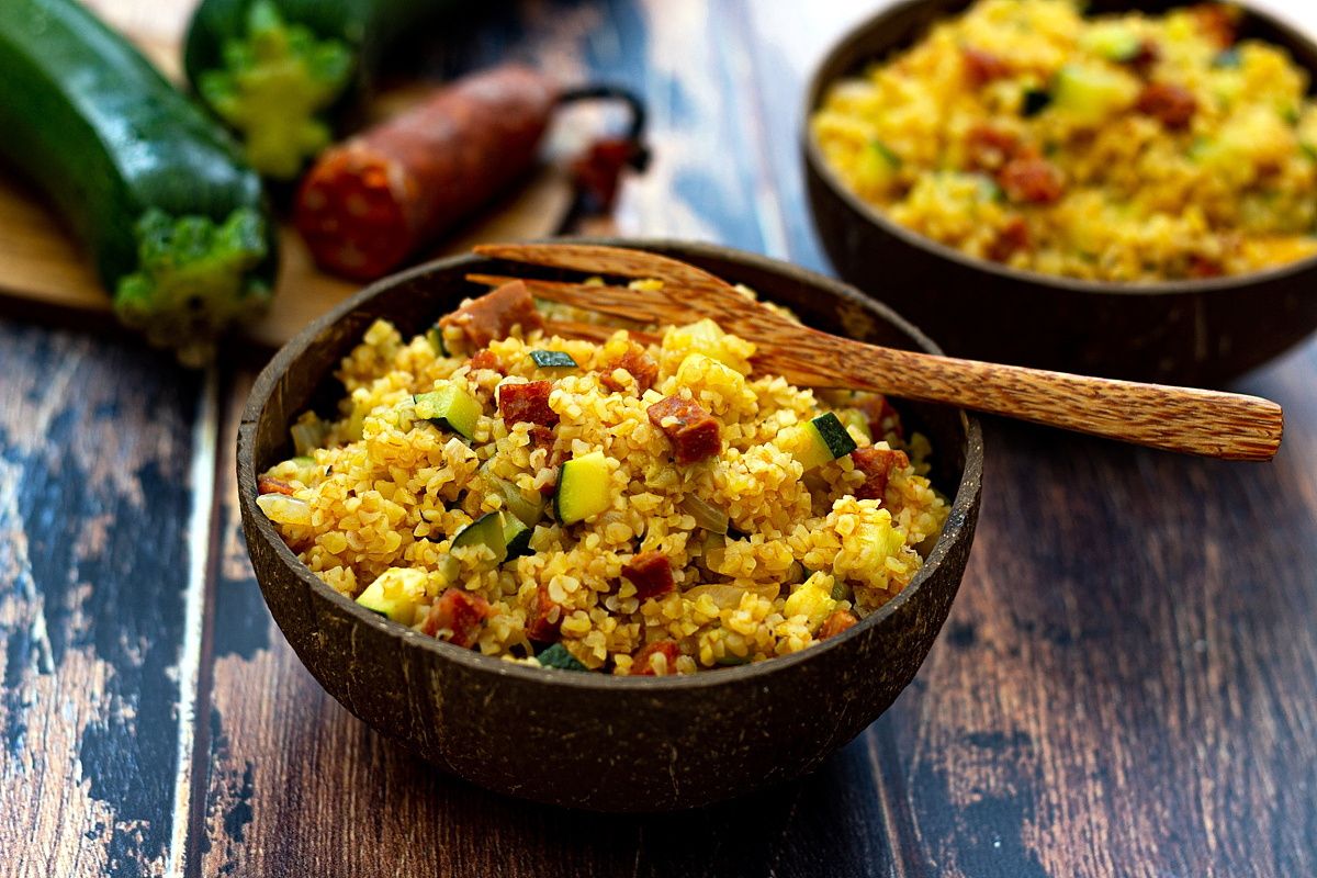 Boulgour façon risotto à la courgette et chorizo Boulgour façon risotto à la courgette et chorizo