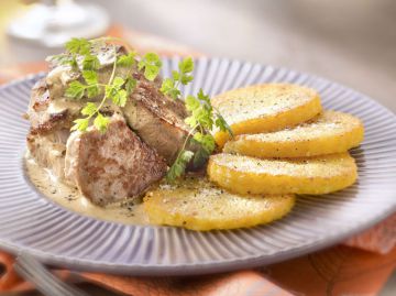Filet de veau crémeux aux graines de moutarde Filet de veau crémeux aux graines de moutarde