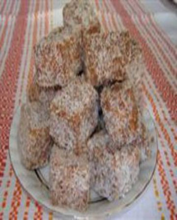 Carrés de chocolat et noix de coco