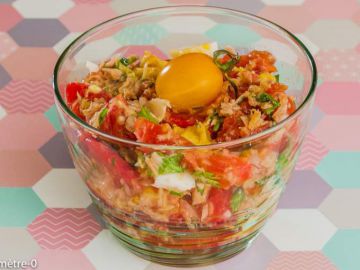 Salade de tomates, thon et oeufs Salade de tomates, thon et oeufs