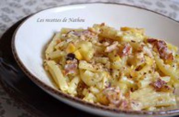 Macaroni au lard, Reblochon et noisettes grillées