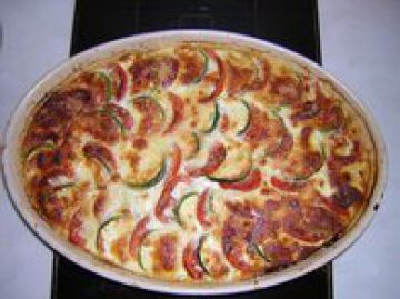 Clafoutis tomates, courgettes, mozzarella Clafoutis tomates, courgettes, mozzarella