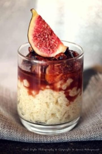 Riz au lait vanillé et sa figue confite Riz au lait vanillé et sa figue confite