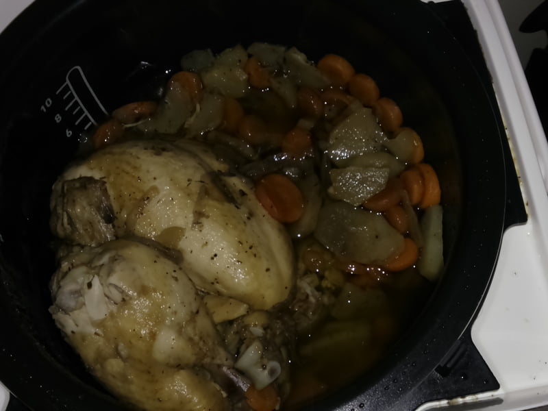 Poulet aromatisé cuit au multicuiseur moulinex