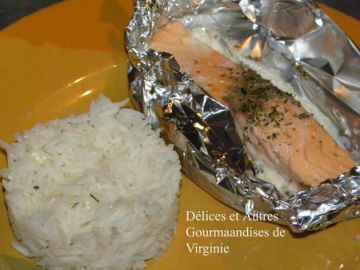 Papillottes de saumon et riz Papillottes de saumon et riz