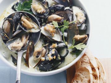 Moules à la crème et au bleu Moules à la crème et au bleu