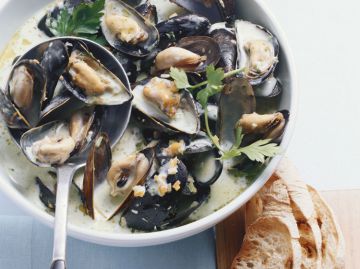 Moules à la crème et au bleu