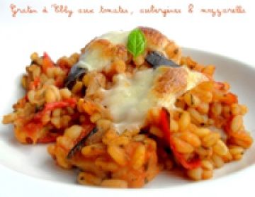 Gratin d'Ebly aux tomates, aubergines et mozzarella Gratin d'Ebly aux tomates, aubergines et mozzarella
