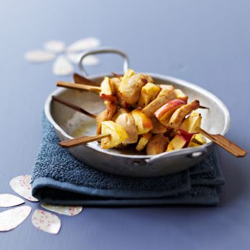 Brochettes boudin blanc et pommes