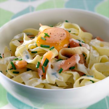 Pâtes à la carbonara au saumon, facile Pâtes à la carbonara au saumon, facile