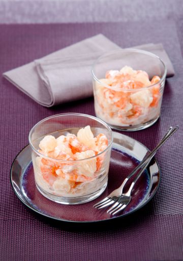 Verrine de salade de crevettes citronnée