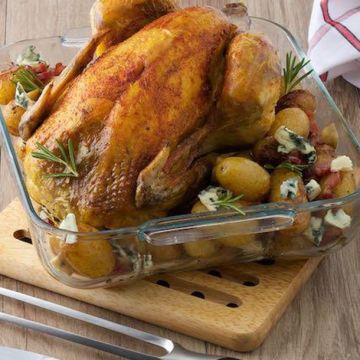 Poulet rôti aux pommes et Roquefort Poulet rôti aux pommes et Roquefort