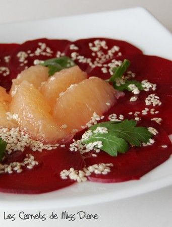 Carpaccio de betterave et pamplemousse rose Carpaccio de betterave et pamplemousse rose