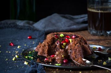 Fondant au chocolat, grenade et pistache Fondant au chocolat, grenade et pistache