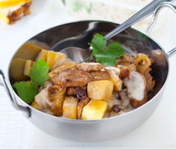 Wok d'agneau ananas et noix de coco Wok d'agneau ananas et noix de coco