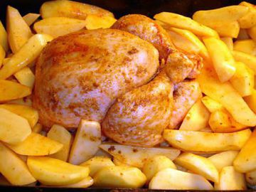 Poulet au four et ses pommes de terre Poulet au four et ses pommes de terre