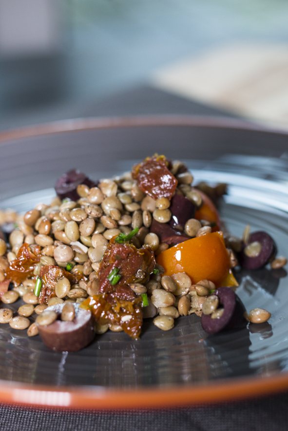 Salade de lentilles olives noires