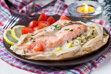 Papillote de saumon citronné au riz Papillote de saumon citronné au riz