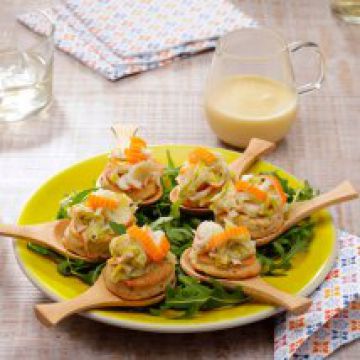 Biscuits à la fondue de Surimi, poireaux et beurre blanc nantais Biscuits à la fondue de Surimi, poireaux et beurre blanc nantais