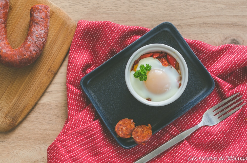 oeuf cocotte poivrons chorizo oeuf cocotte poivrons chorizo