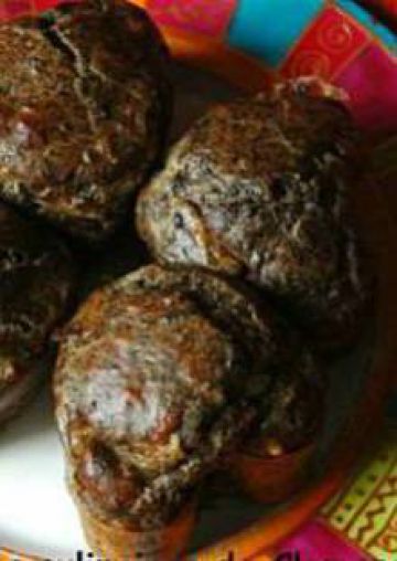 Muffins antillais, boudin noir, pomme et noix Muffins antillais, boudin noir, pomme et noix