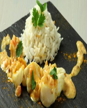 Curry de poisson et riz basmati, gingembre et citronnelle Curry de poisson et riz basmati, gingembre et citronnelle