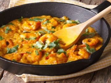 Poêlée de crevettes curry-coco Poêlée de crevettes curry-coco
