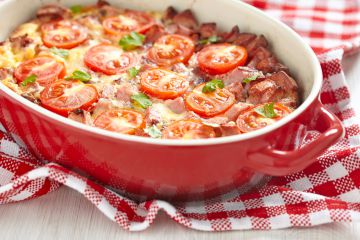 Gratin croustillant de tomates au jambon