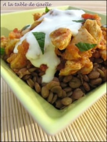 Curry de poulet aux lentilles blondes Curry de poulet aux lentilles blondes