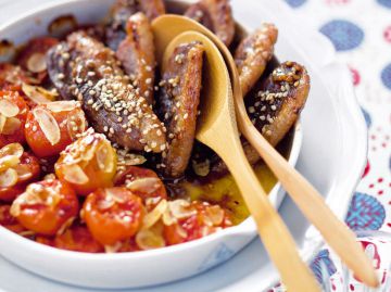 Magrets à la plancha et tomates confites aux amandes Magrets à la plancha et tomates confites aux amandes