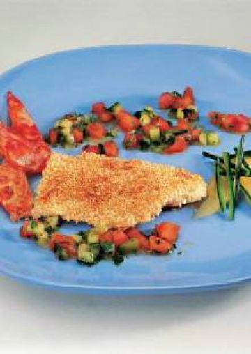 Craquant de merlan, sauce vierge Craquant de merlan, sauce vierge