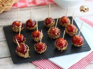 Tomates cerises caramélisées aux graines de sésame ou tomates d'amour Tomates cerises caramélisées aux graines de sésame ou tomates d'amour