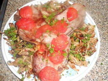 Cote de porc aux pleurotes Cote de porc aux pleurotes
