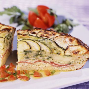 Flan de courgettes au bacon,