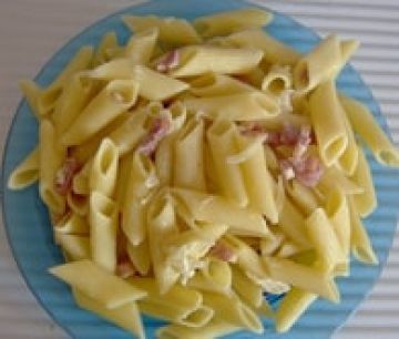Pâtes aux petits lardons, oignons et crème fraîche Pâtes aux petits lardons, oignons et crème fraîche
