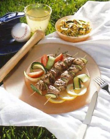 Brochettes dinde/papaye Brochettes dinde/papaye