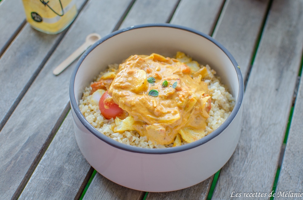 Curry de lieu jaune et boulgour Curry de lieu jaune et boulgour