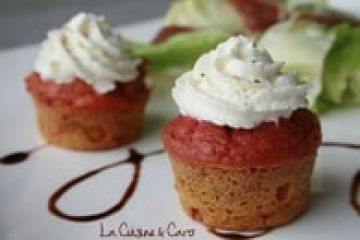 Cupcake betterave, pomme, fenouil et mousse de chèvre Cupcake betterave, pomme, fenouil et mousse de chèvre