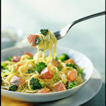 Spaghettis au saumon frais et brocolis Spaghettis au saumon frais et brocolis
