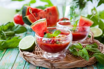Gaspacho de tomates à la pastèque Gaspacho de tomates à la pastèque