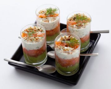 Verrines de saumon fumé à la crème d'avocat Verrines de saumon fumé à la crème d'avocat