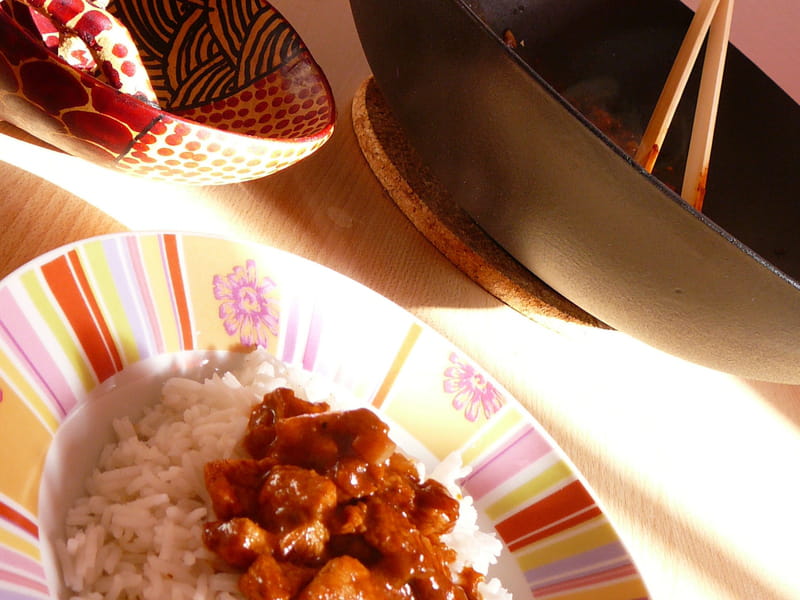 Wok de poulet au curry madras Wok de poulet au curry madras